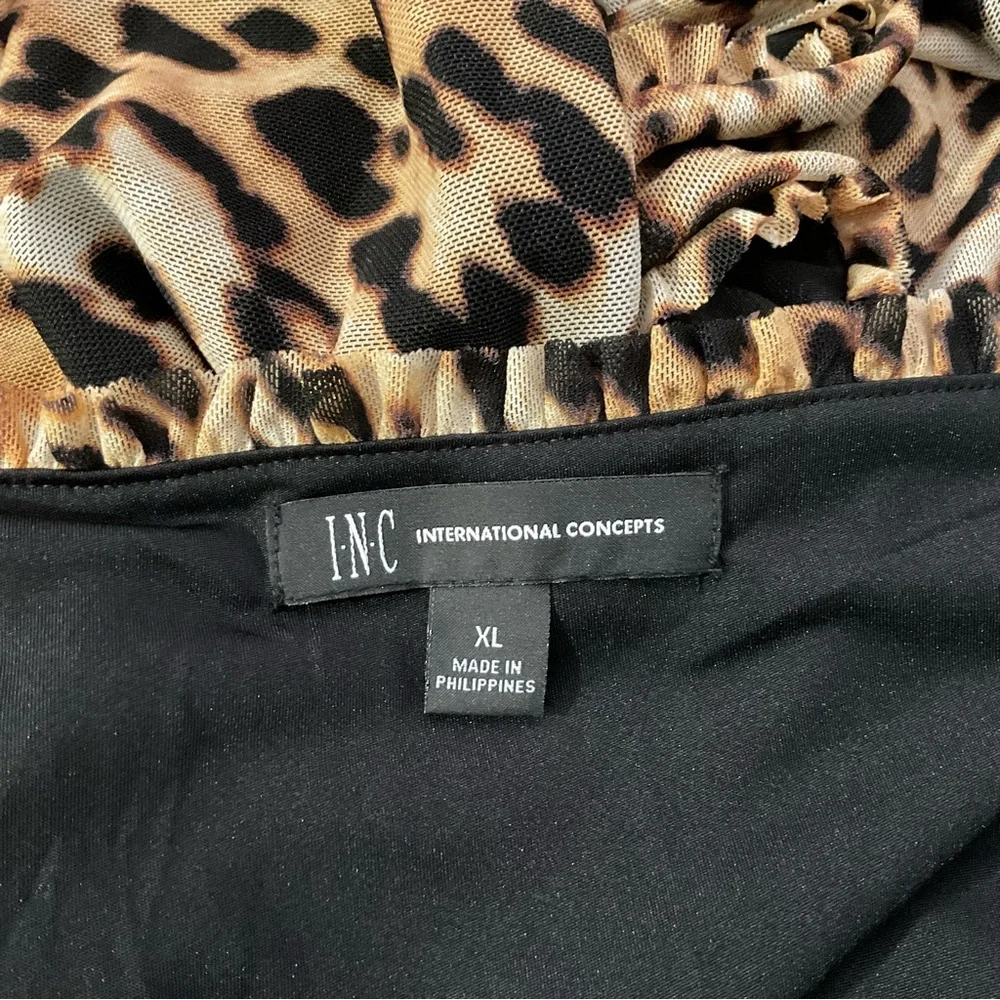 INC International Concepts Leopard Print Ruched Blouse sz XL - Picture 7 of 10